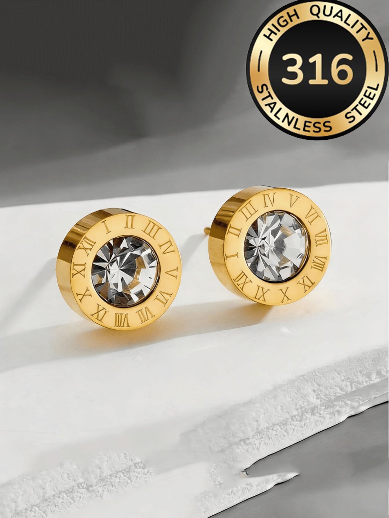Aretes inox chapado 518