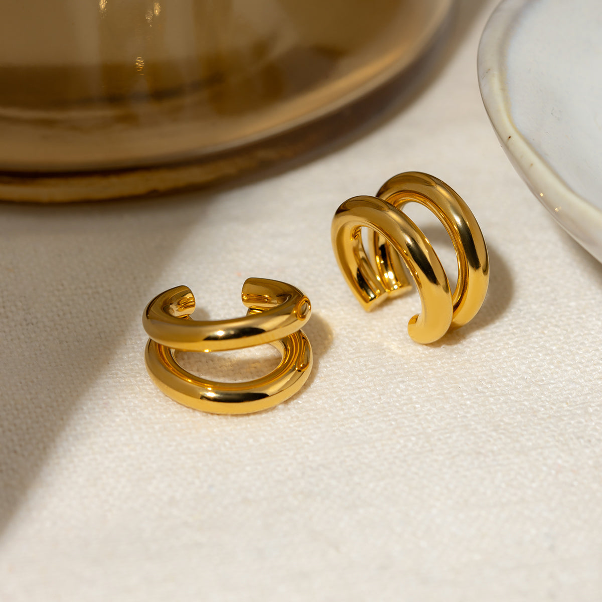 1 Pair Simple Style Classic Style Solid Color Plating 304 Stainless Steel 18K Gold Plated Ear Cuffs