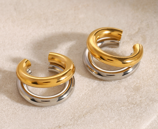1 Pair Simple Style Classic Style Solid Color Plating 304 Stainless Steel 18K Gold Plated Ear Cuffs