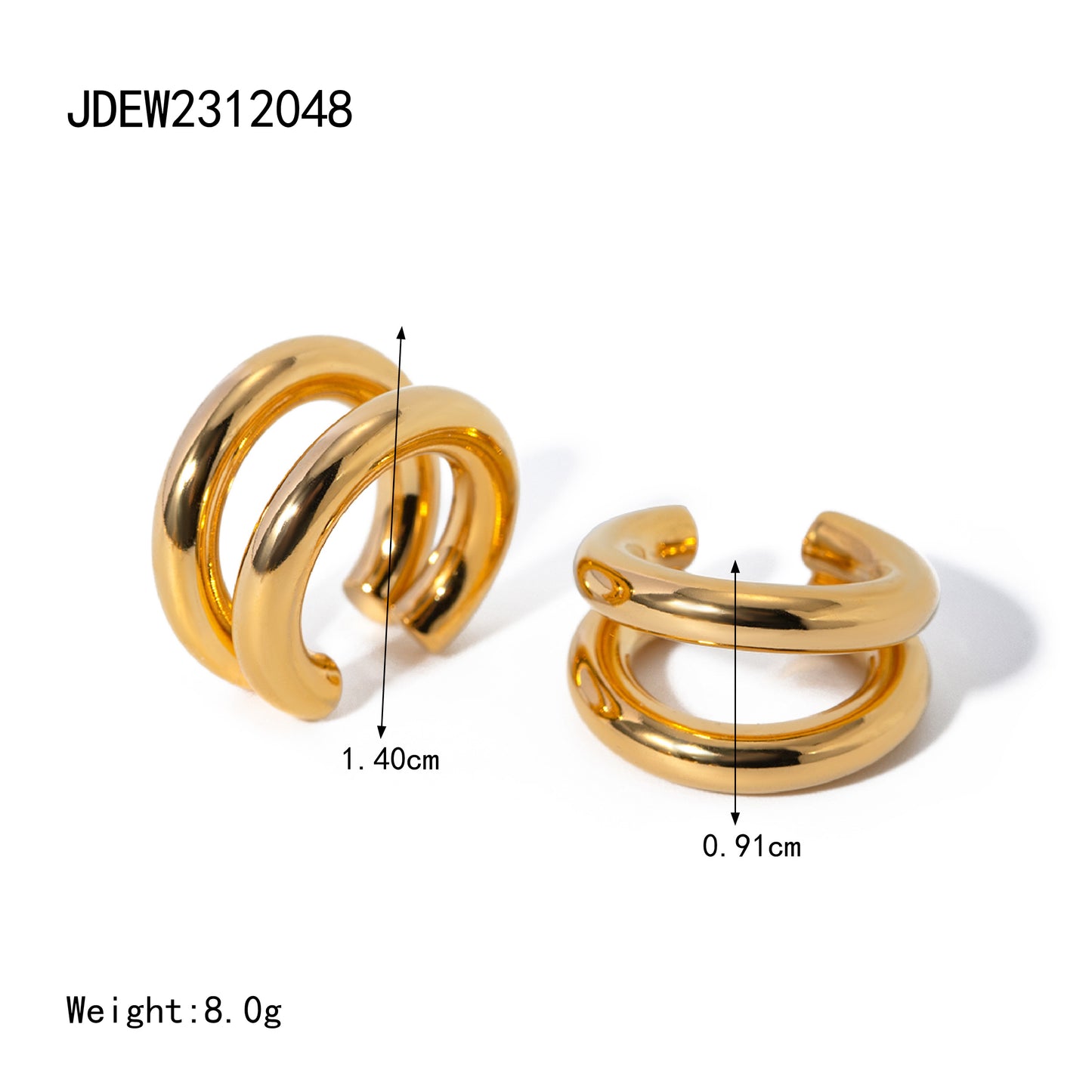 1 Pair Simple Style Classic Style Solid Color Plating 304 Stainless Steel 18K Gold Plated Ear Cuffs