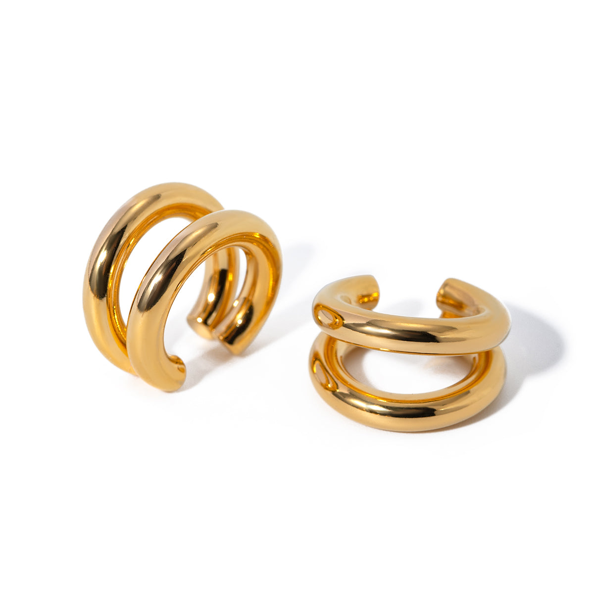 1 Pair Simple Style Classic Style Solid Color Plating 304 Stainless Steel 18K Gold Plated Ear Cuffs