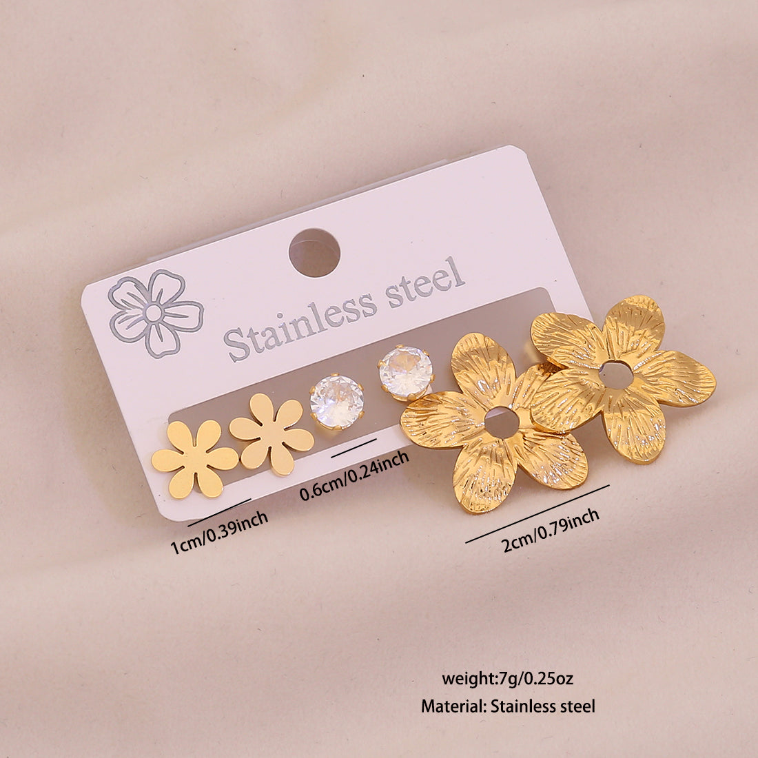 Aretes inox, chapado 140