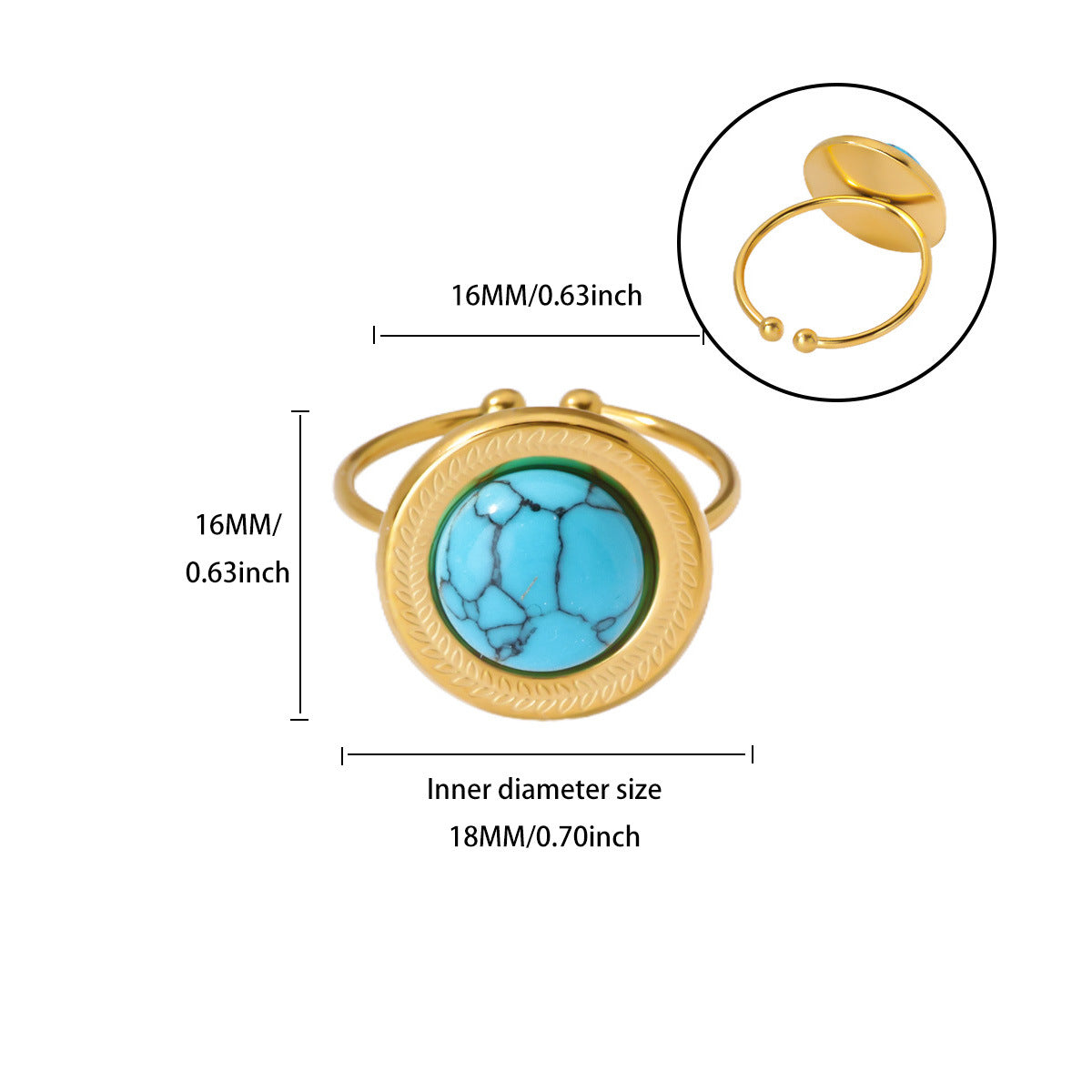 Anillo inox, chapado 180
