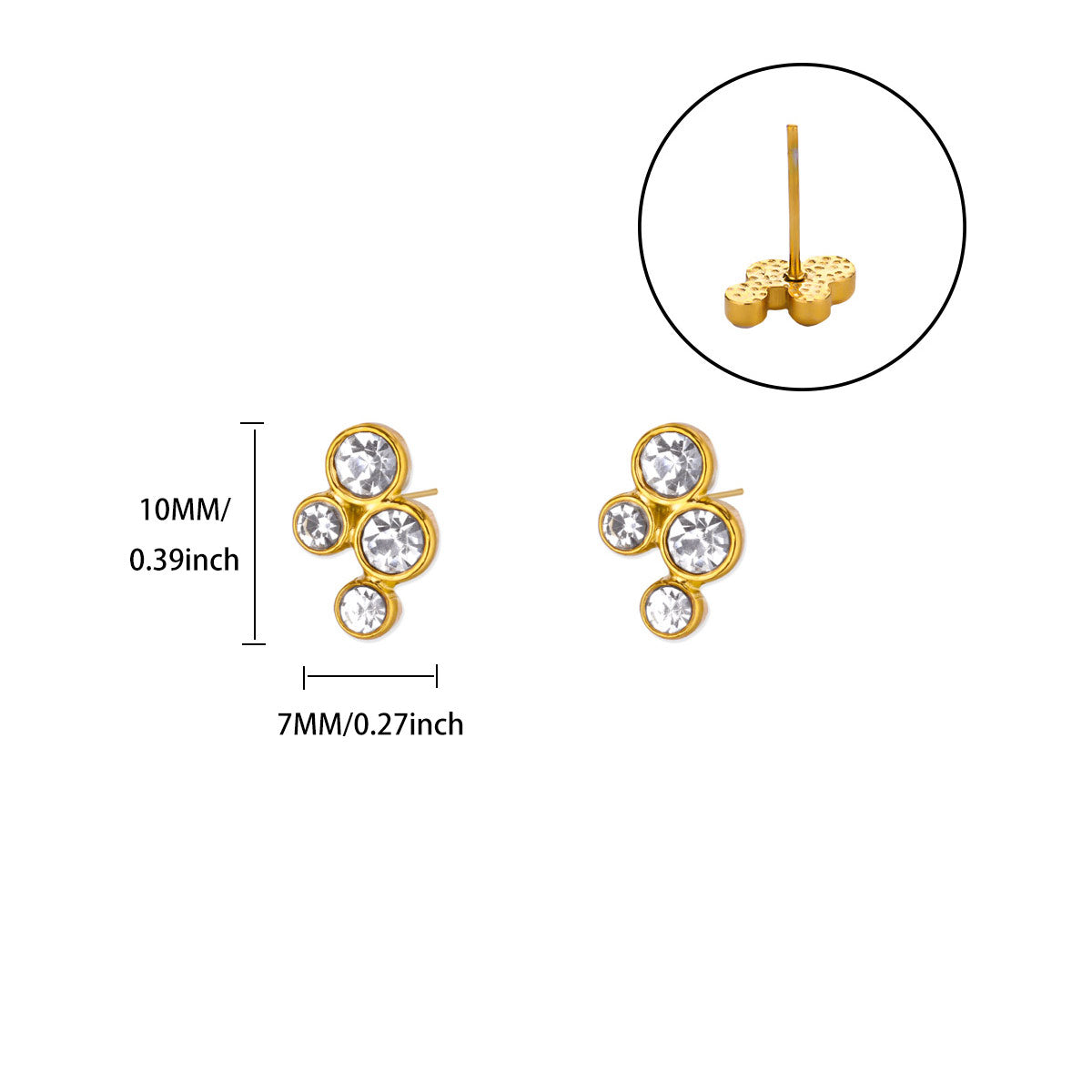 Aretes inox chapado 444
