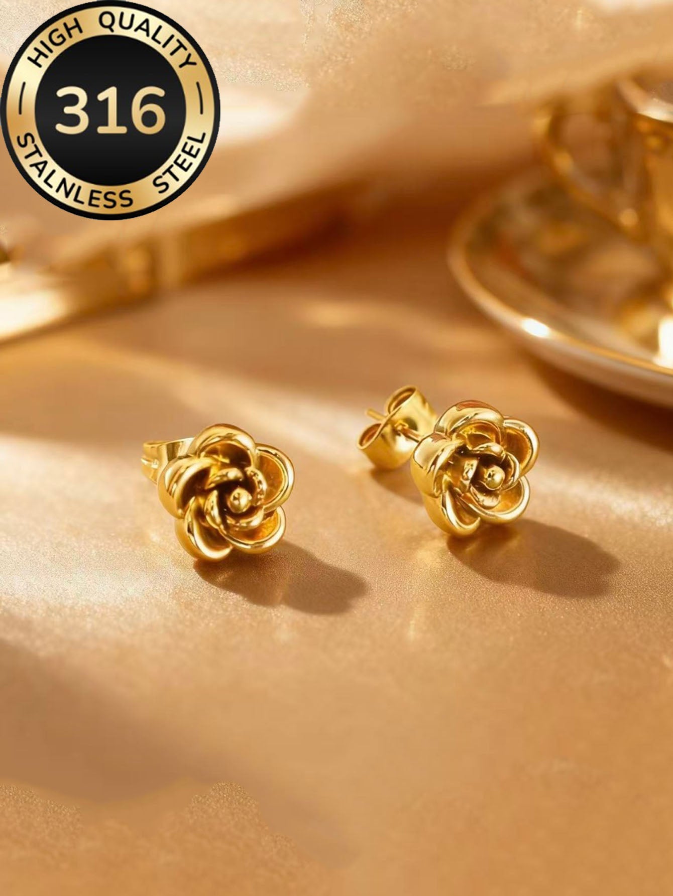 Aretes inox chapado 513
