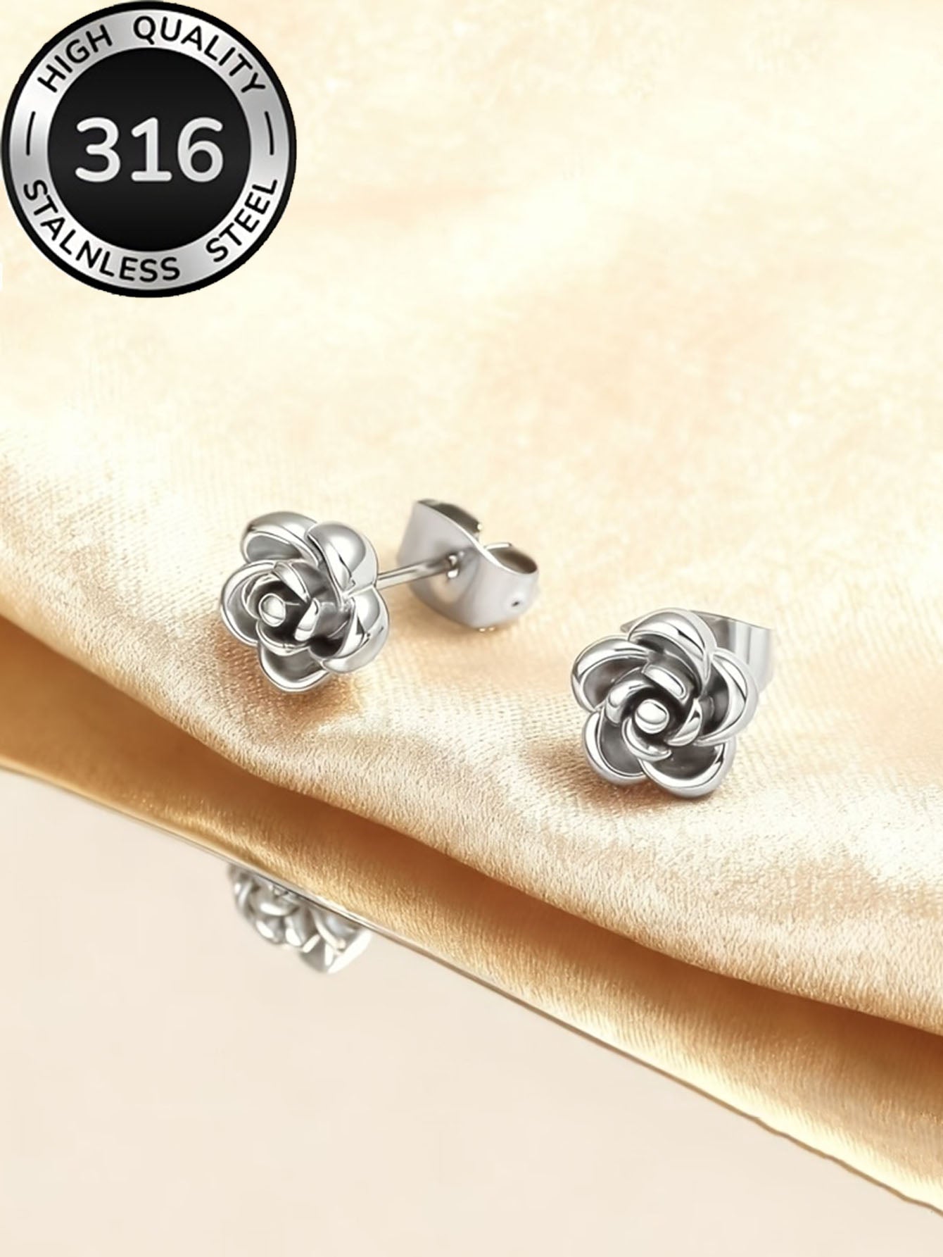 Aretes inox chapado 514