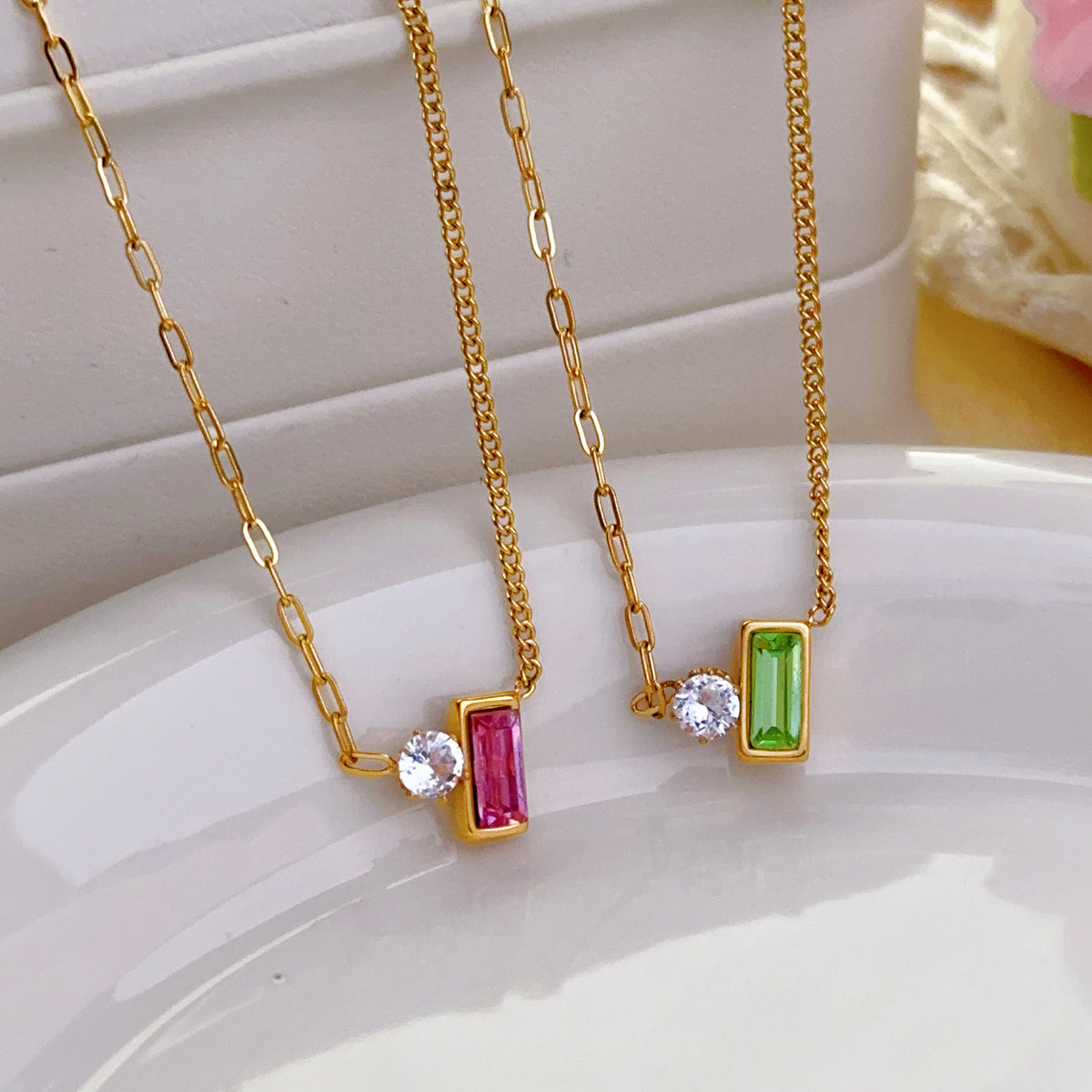 Collar inox chapado 331 (Verde)