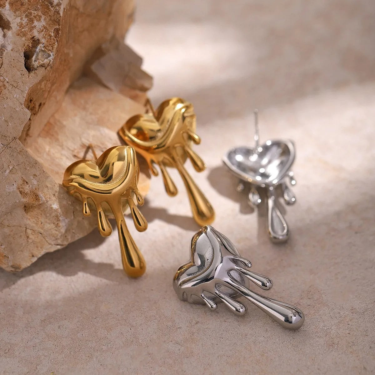 Aretes inox, chapado 74