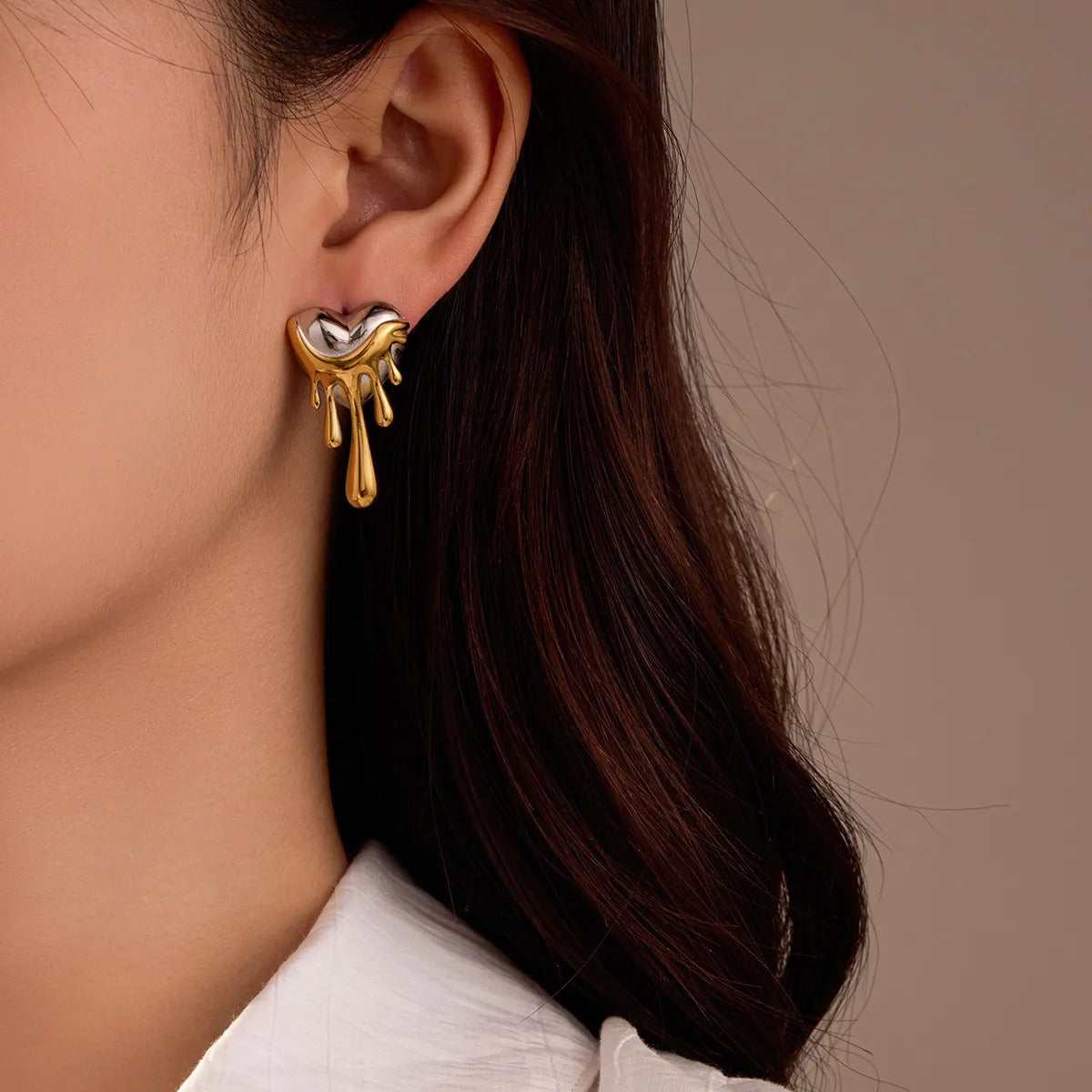 Aretes inox, chapado 74