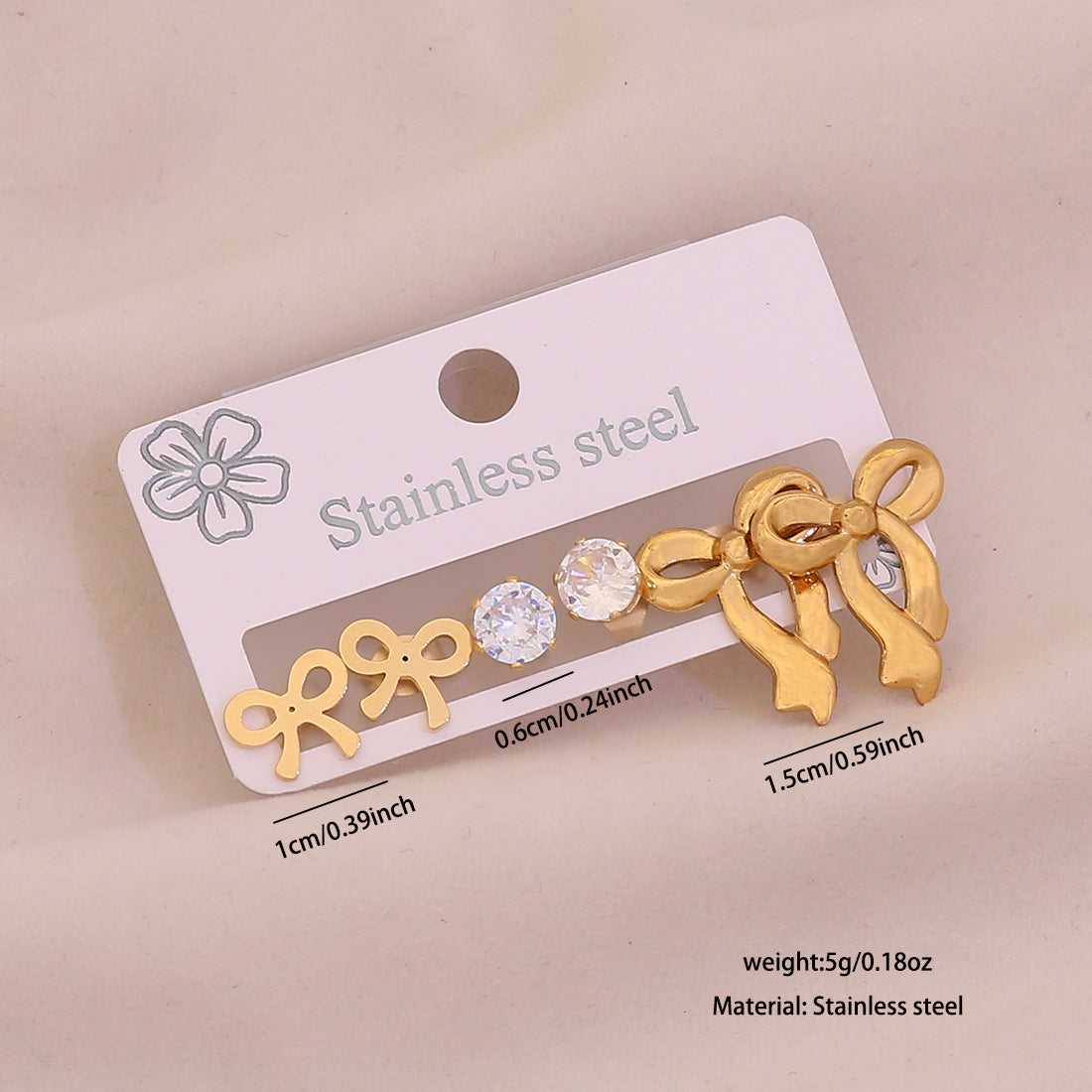 Aretes inox, chapado 138