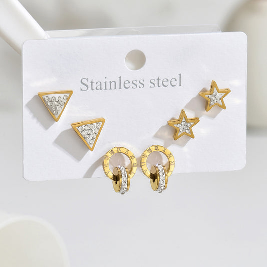 Aretes inox, chapado 128